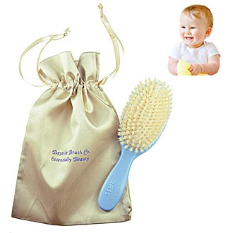Bass BS26 Baby Hair Brush,100% Pure Soft White Natural Bristles (Blue)