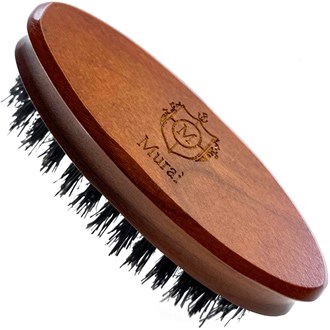 Murai by Giorgio GM4F Firm Boar Bristle Beard Brush - Travel Brush for Beard Care from the Murai Beard Kit for Men - The Refined Boar Bristle Brush for Mens Skin Care and Mens Grooming