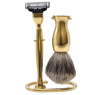 BB01 Italian Gold-Plated Chrome Shaving Set & Mach3-Compatible Razor