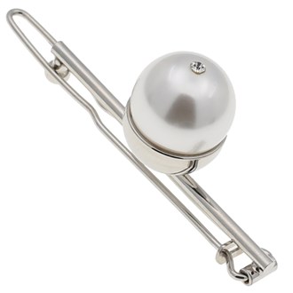 Gia Alessandra GA248 2.75 Inch Wedding Bridal Hair Barrette Slide-In Clip Silver and White Pearls