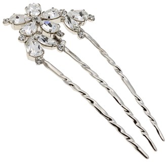 Gia Alessandra GA260 5 Inch Wedding Bridal Large U-Shape Hairpins Twist Stick Pins Silver with Swarovski Crystals