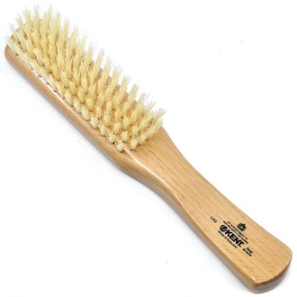 Kent LG3 Beech Wood Pure White Bristle Flat Narrow Hair Brush