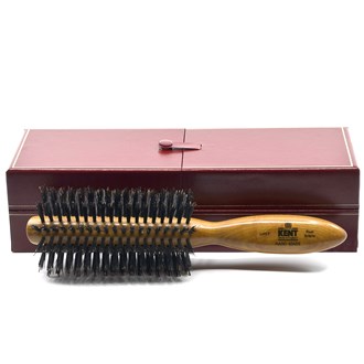 Kent LHS7 Handmade Half Round Satinwood Natural Boar Bristle Hair Brush in Silk-Lined Red Case