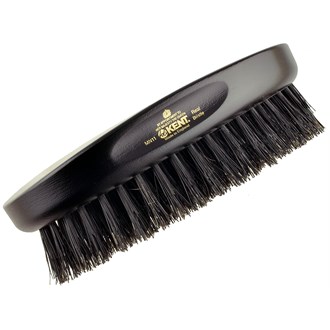 Kent MN11 Oval Men's Club Hair Brush Ebony Wood. Pure Black Bristle