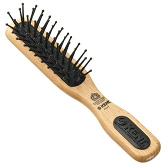 Kent PF21 Micro-Phine Pocket Sized Narrow Quilled Pure Beechwood Taming and Detangle Hair Brush